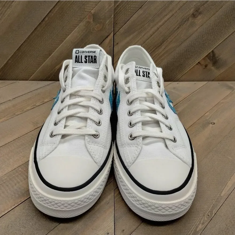 Converse Star Player 76 White Ocean Drip Blue Casual‎ Sneakers Womens Size 9.5